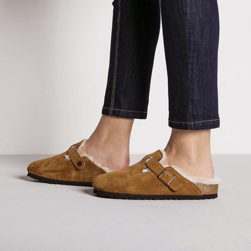 Boston Birkenstock Shearling Semisove Panske Hnede | SK 362GSO